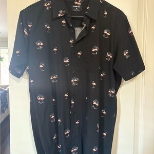 Hurley Black Shirt with Pink Flamingo Print